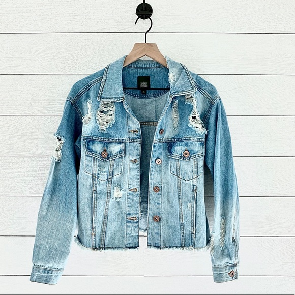 women's destructed denim jacket